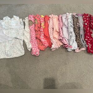 Set of 13 size 0-3mo pajamas + 1 Halo sleep sack